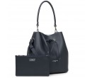 SAC SCEAU EPAULE LANCASTER PUR & ELEMENT CITY BLEU FONCE/ARGENT